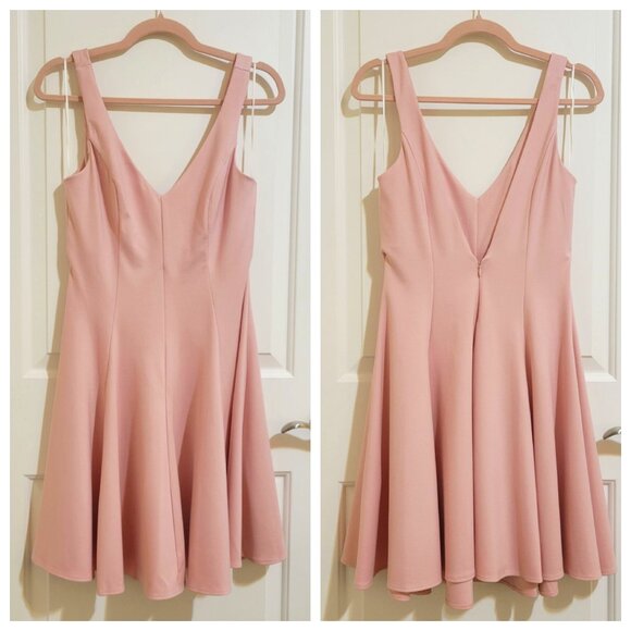 NWOT Amanda Uprichard x GB. Gwynnie Bee Ponte V-Neck Skater Mini Dress P… - Picture 1 of 8